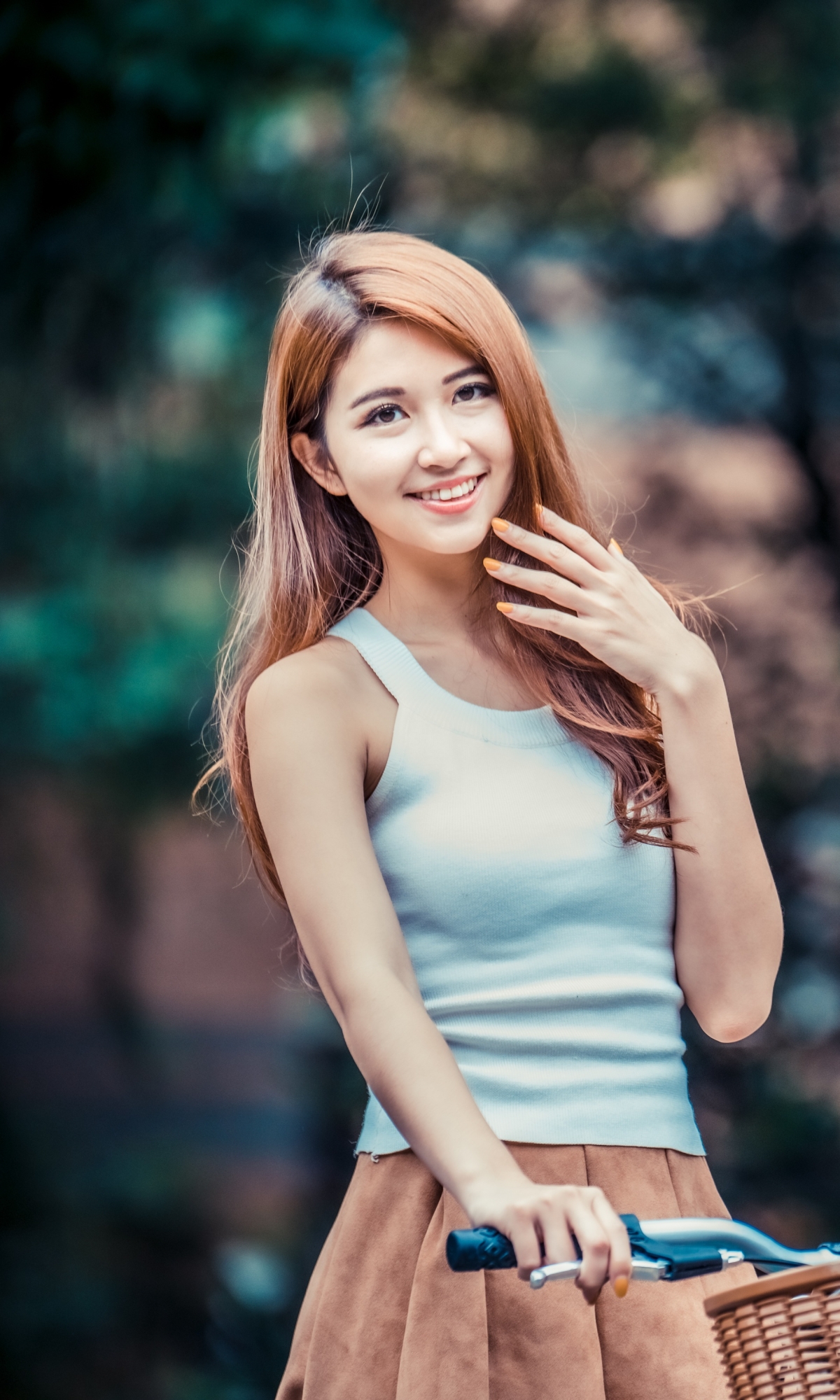 Download Smile Depth Of Field Brunette Model Woman Asian Phone ...