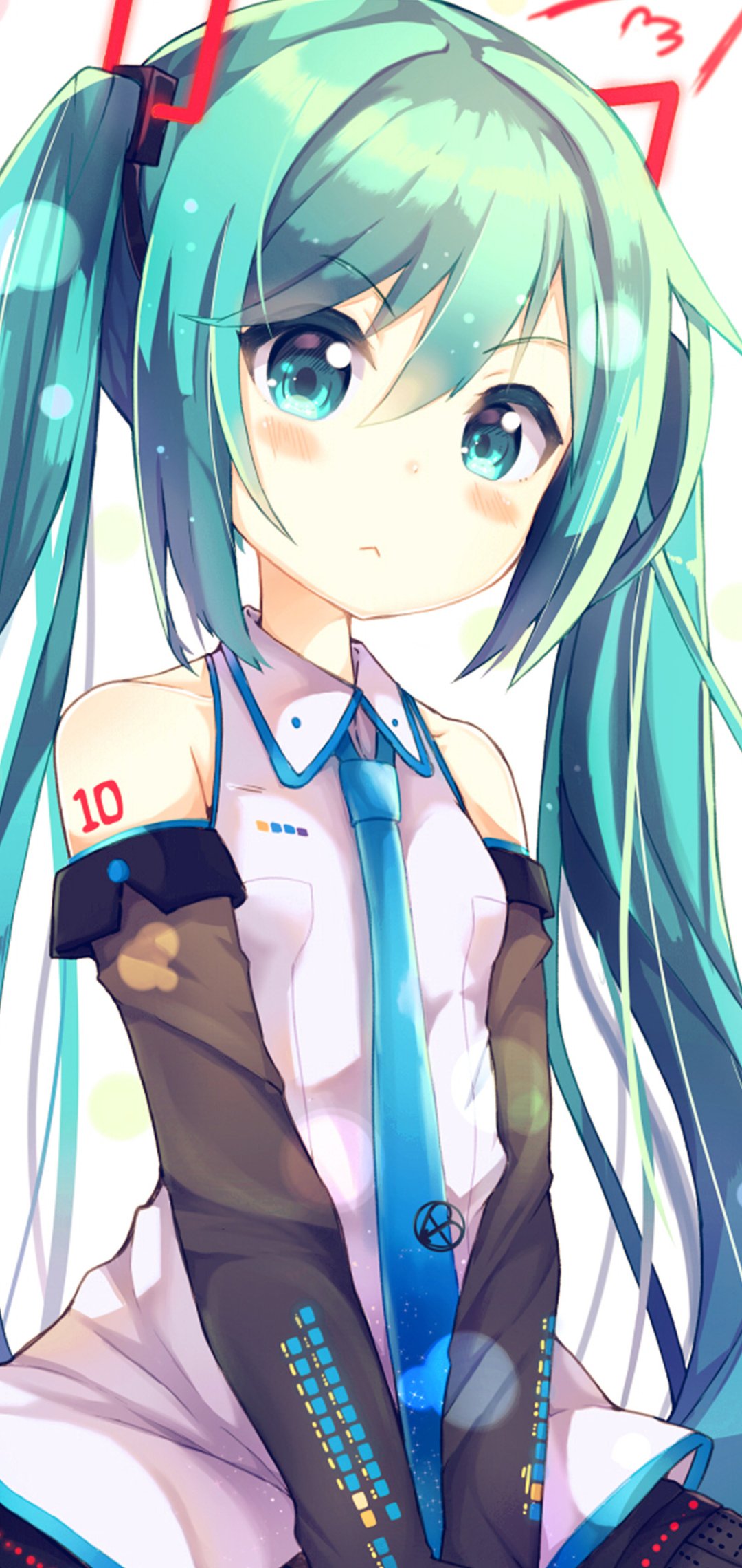 Download Long Hair Aqua Eyes Green Hair Blush Hatsune Miku Anime Vocaloid Phone Wallpaper