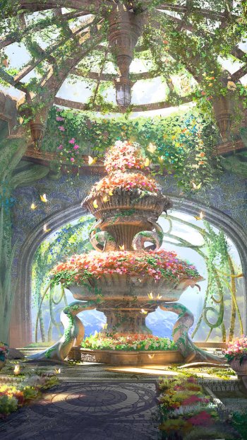 flower Anime building Phone Wallpaper