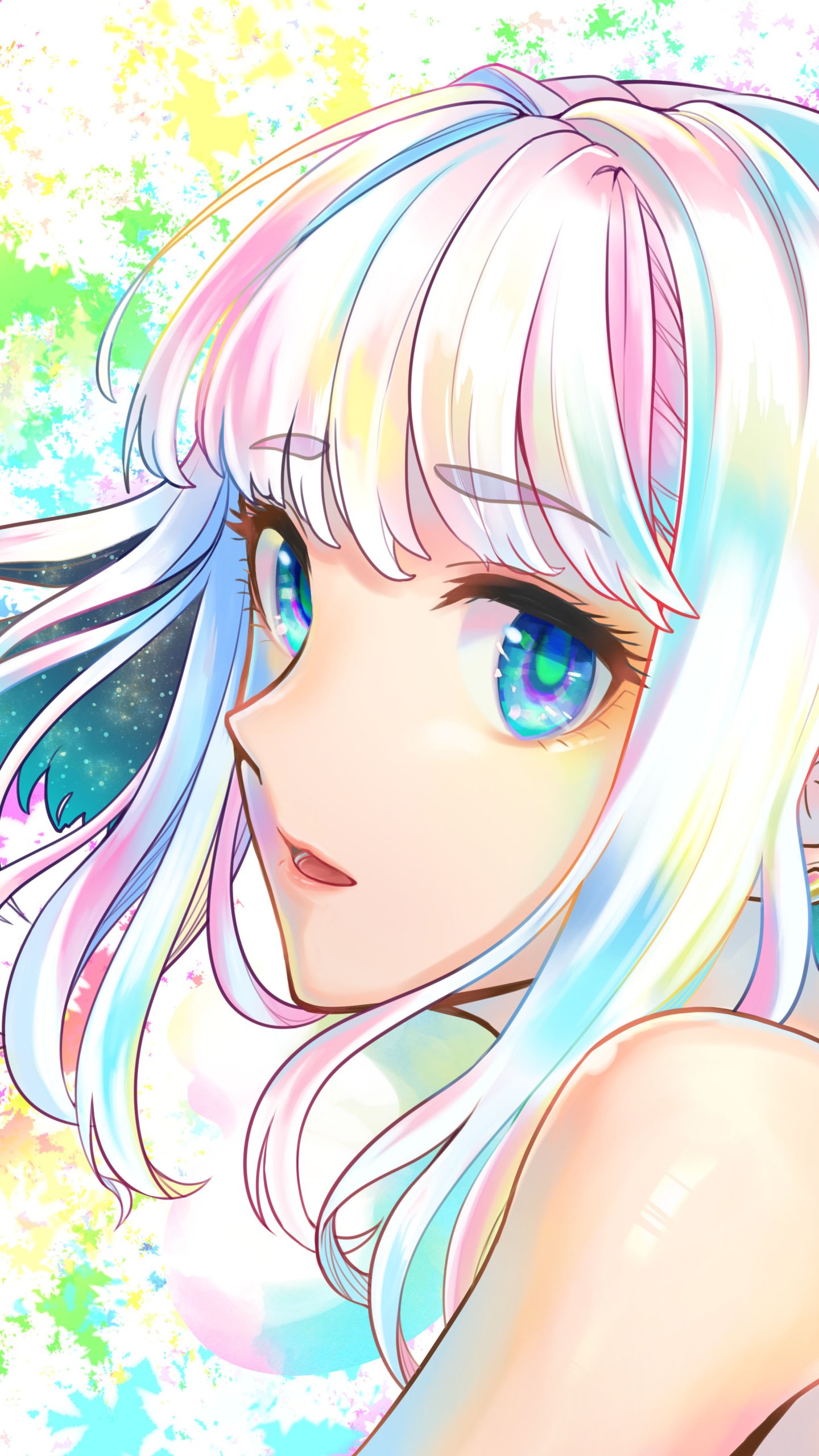 Download Blue Eyes White Hair Anime Original Phone Wallpaper