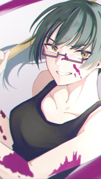glasses green hair Maki Zenin Anime Jujutsu Kaisen Phone Wallpaper