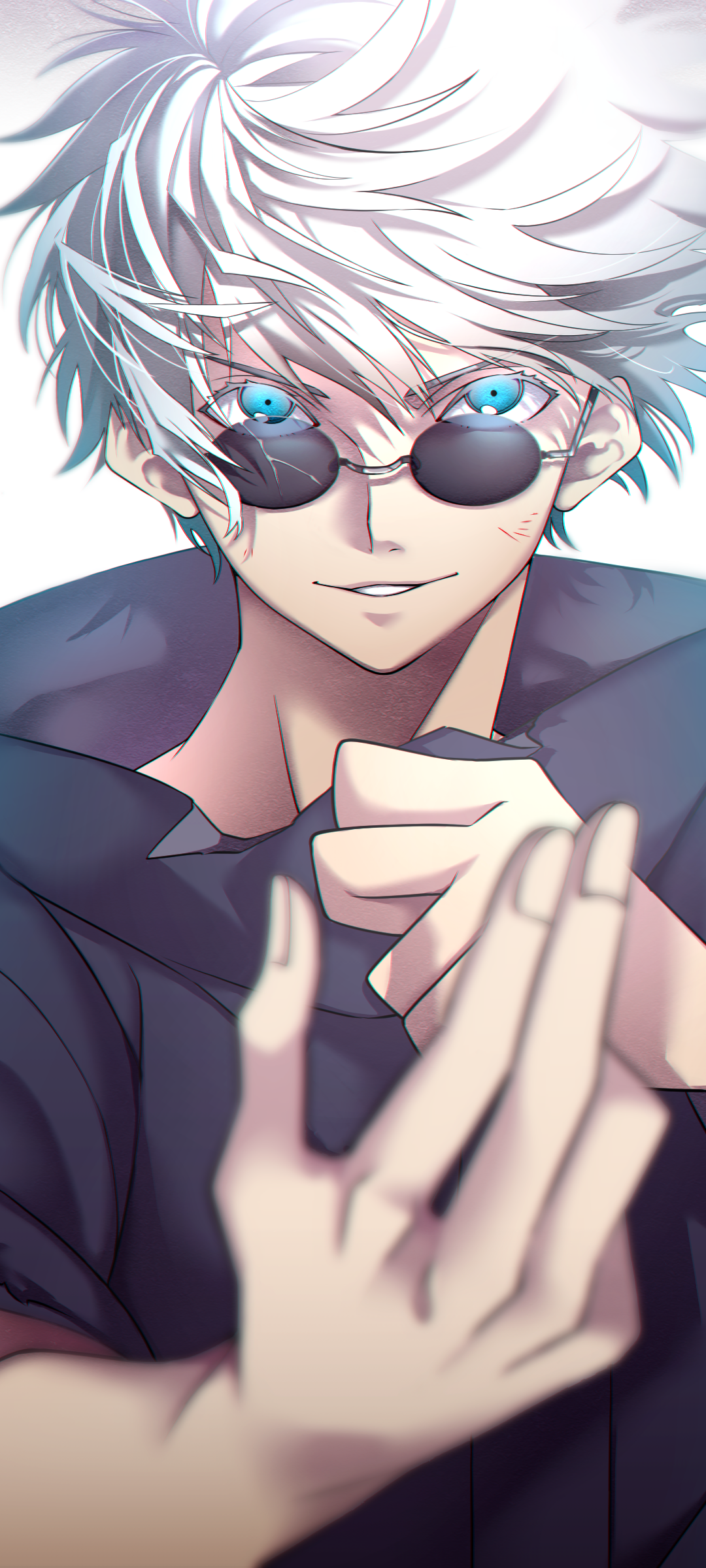 Download Glasses Blue Eyes White Hair Satoru Gojo Anime Jujutsu Kaisen Phone Wallpaper