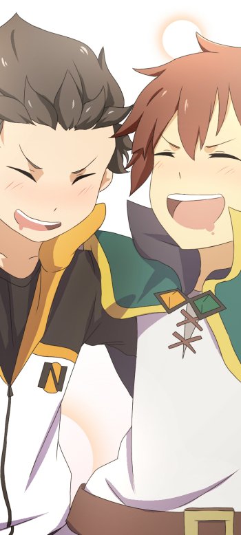 Kazuma Satou Subaru Natsuki KonoSuba Re:Zero - Starting Life in Another World Anime crossover Phone Wallpaper