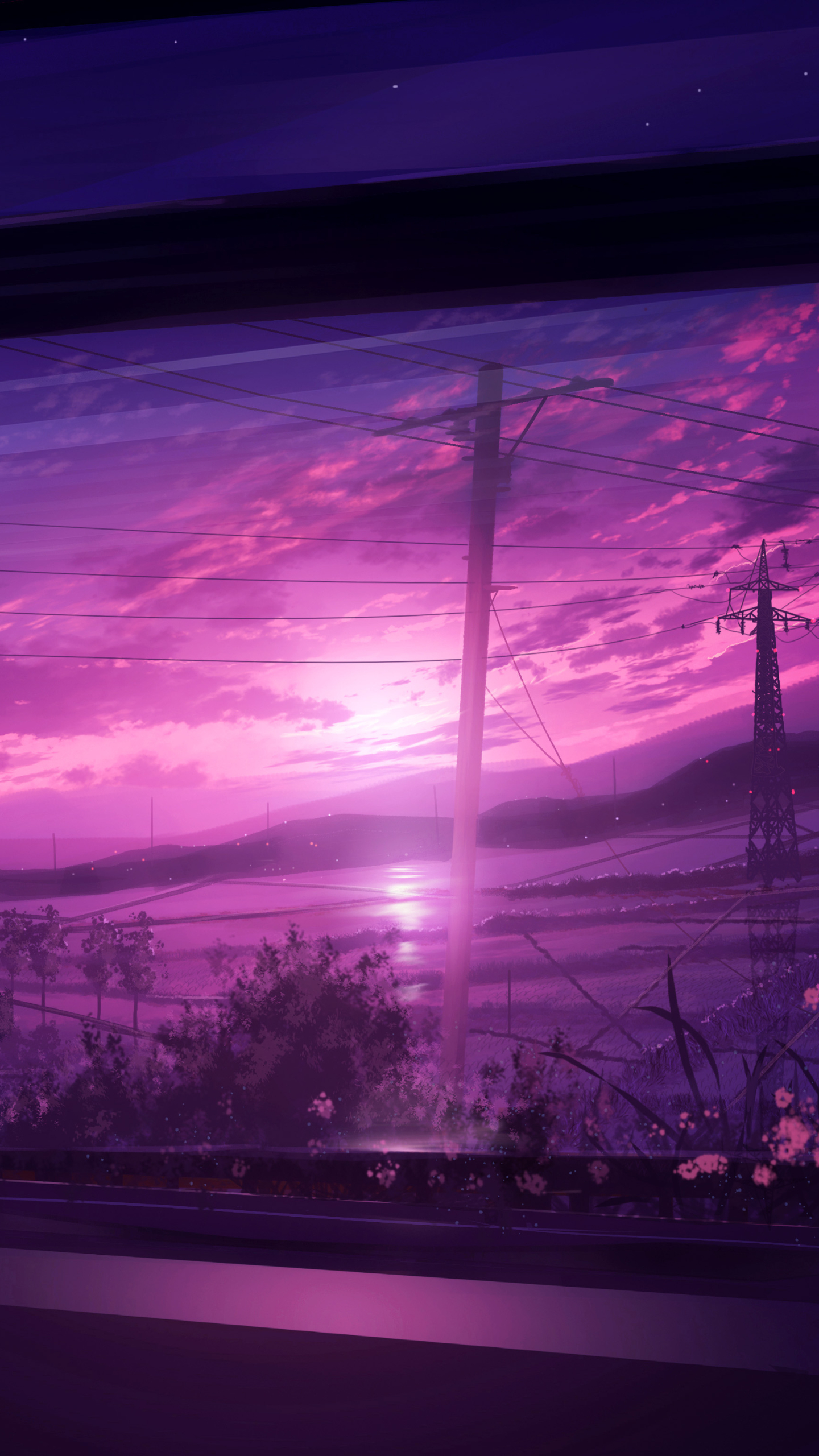 Anime Sunset Phone Wallpaper by 画师JW