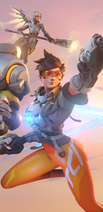Mercy (Overwatch) Tracer (Overwatch) video game Overwatch 2 Phone Wallpaper