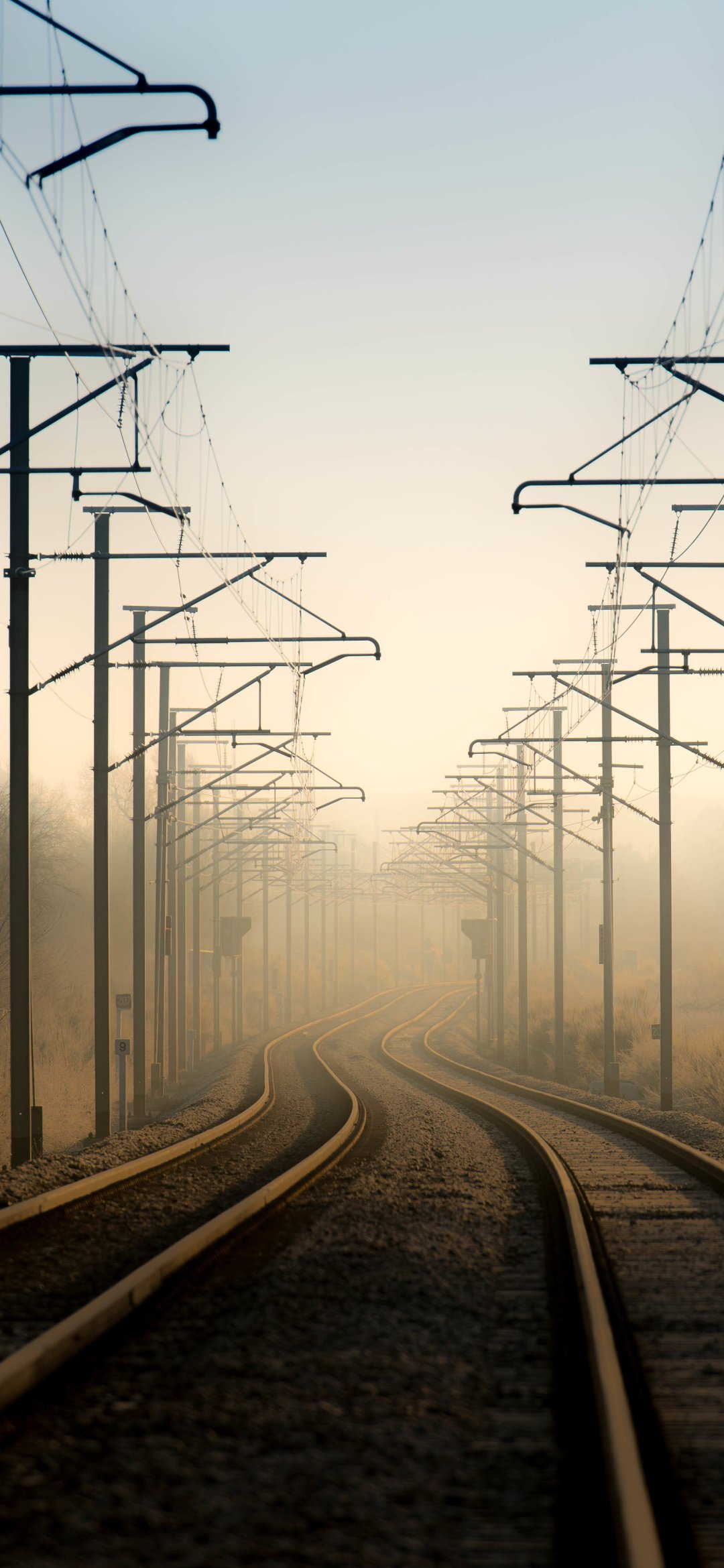 Download Fog Man Made Railroad Phone Wallpaper
