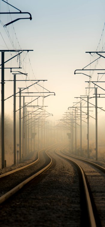 fog man made railroad Phone Wallpaper