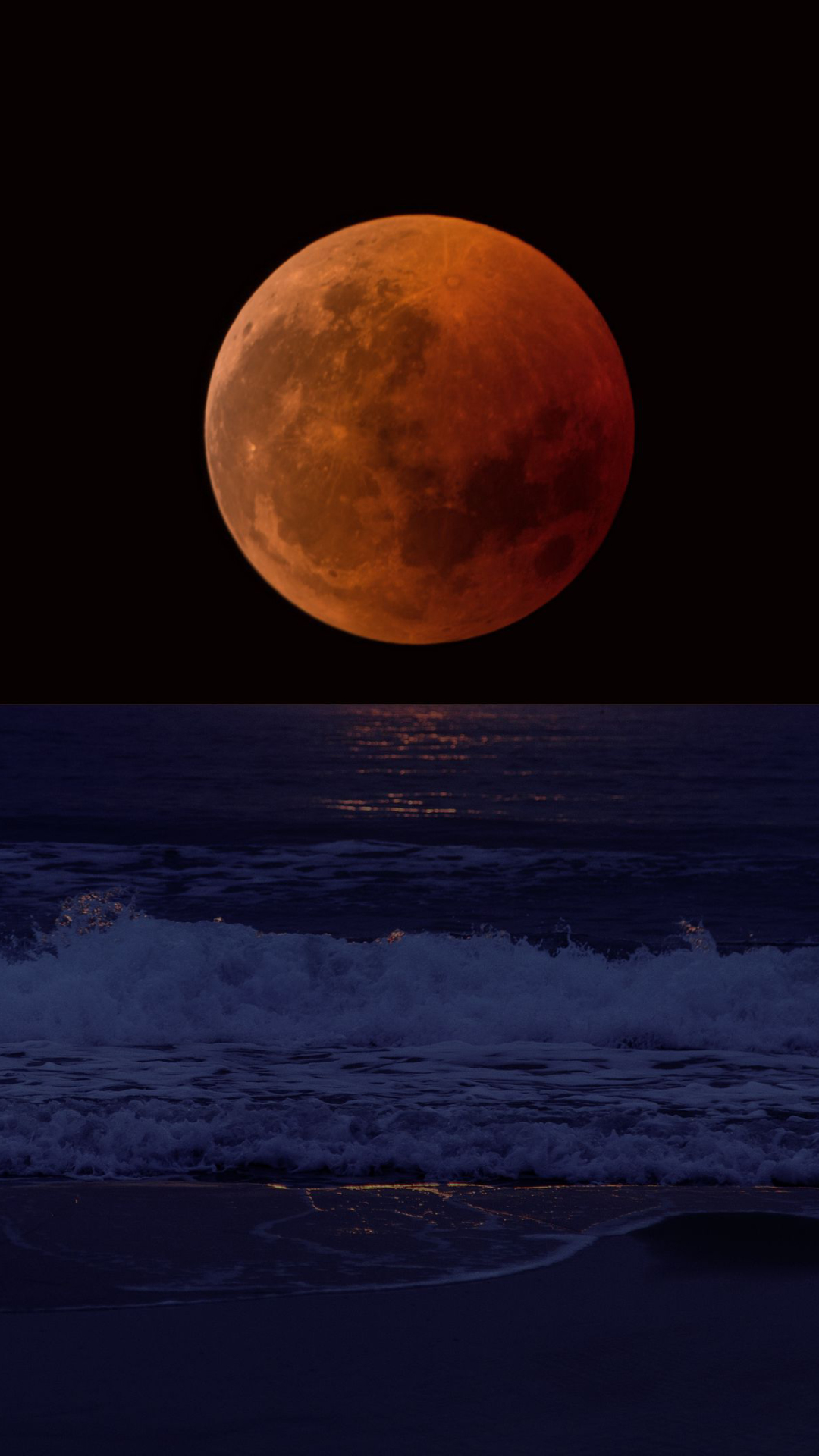 Full Orange Moon near the Horizon