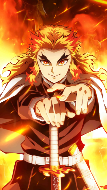 Kyojuro Rengoku Anime Demon Slayer: Kimetsu no Yaiba - The Movie: Mugen Train Phone Wallpaper