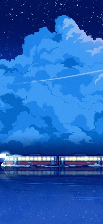 night cloud vehicle train Phone Wallpaper