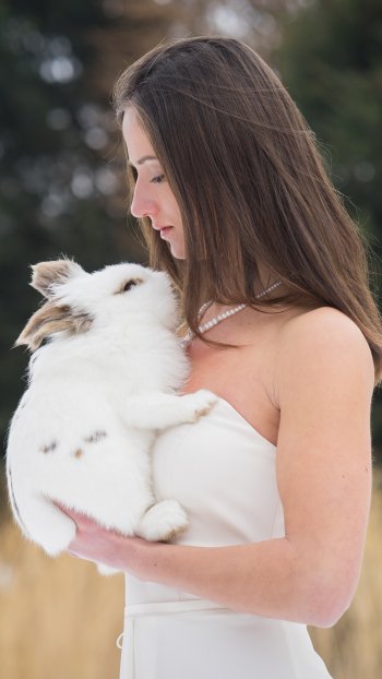 bunny brunette model woman mood Phone Wallpaper