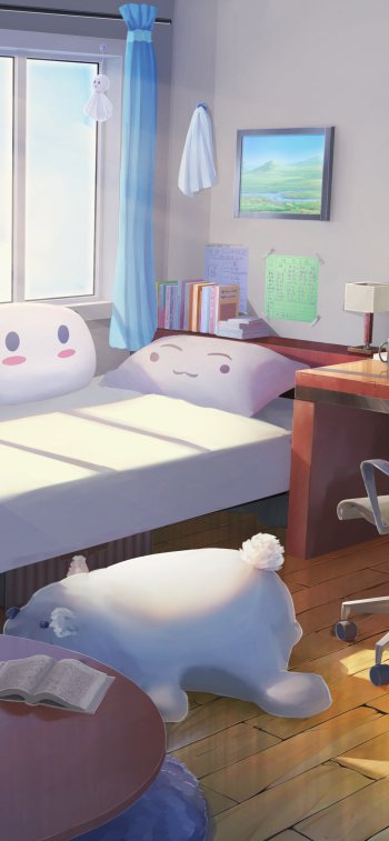 bed Anime room anime room Phone Wallpaper