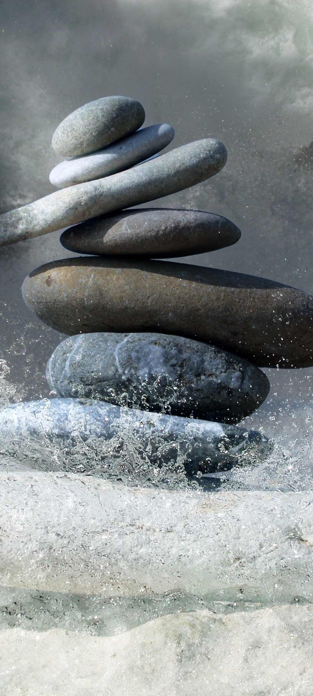 Zen Stones with Water Splashing Around Them by Karen Arnold
