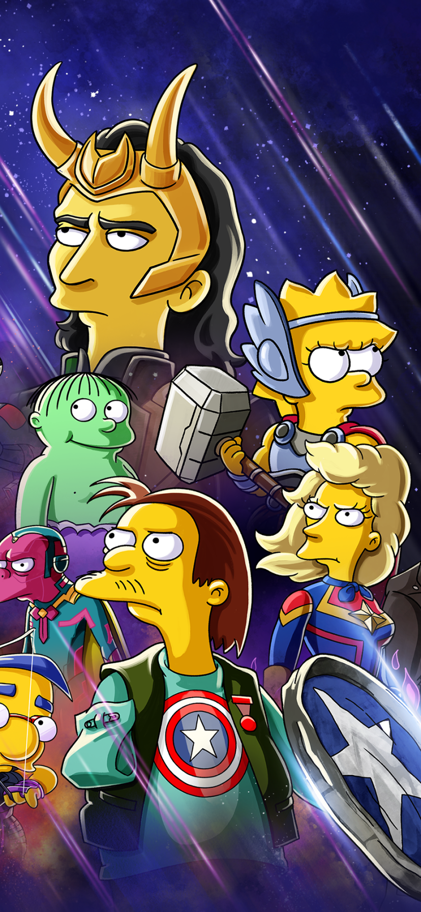 The Good, The Bart, and The Loki Phone Wallpaper by Matt Groening