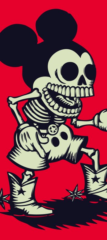 minimalist Mickey Mouse dark cartoon Phone Wallpaper