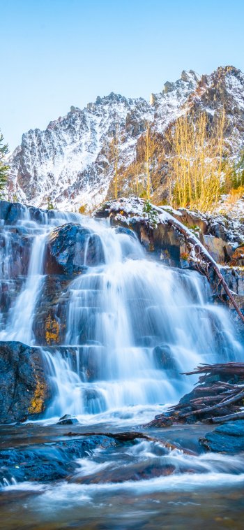 mountain USA California nature waterfall Phone Wallpaper