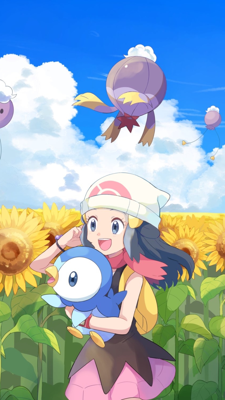 Anime Pokémon, Drifloon (Pokémon), Piplup (Pokémon), Dawn (Pokémon),  750x1334 Phone HD Wallpaper