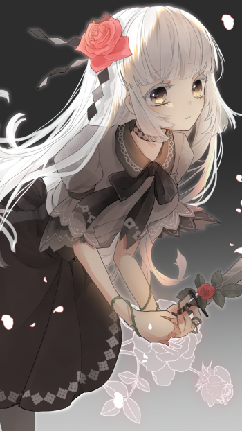 rose white hair long hair Anime girl anime girl Phone Wallpaper
