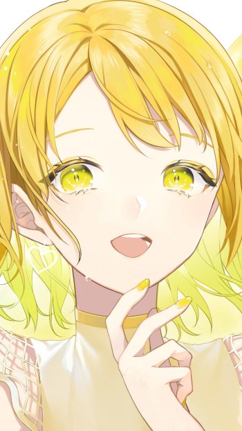 earrings yellow eyes lemon blonde short hair Anime girl anime girl Phone Wallpaper