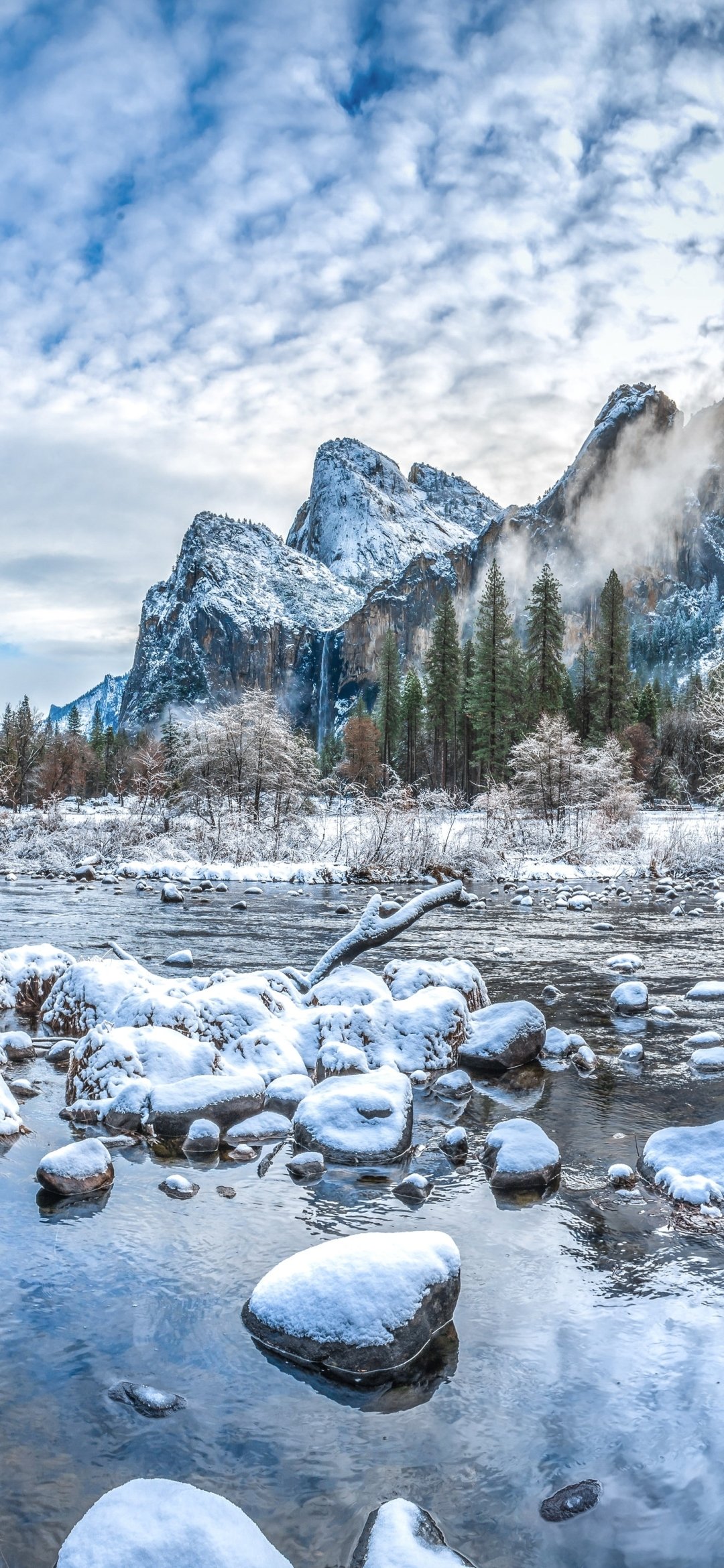 Download Winter Nature Yosemite National Park Phone Wallpaper