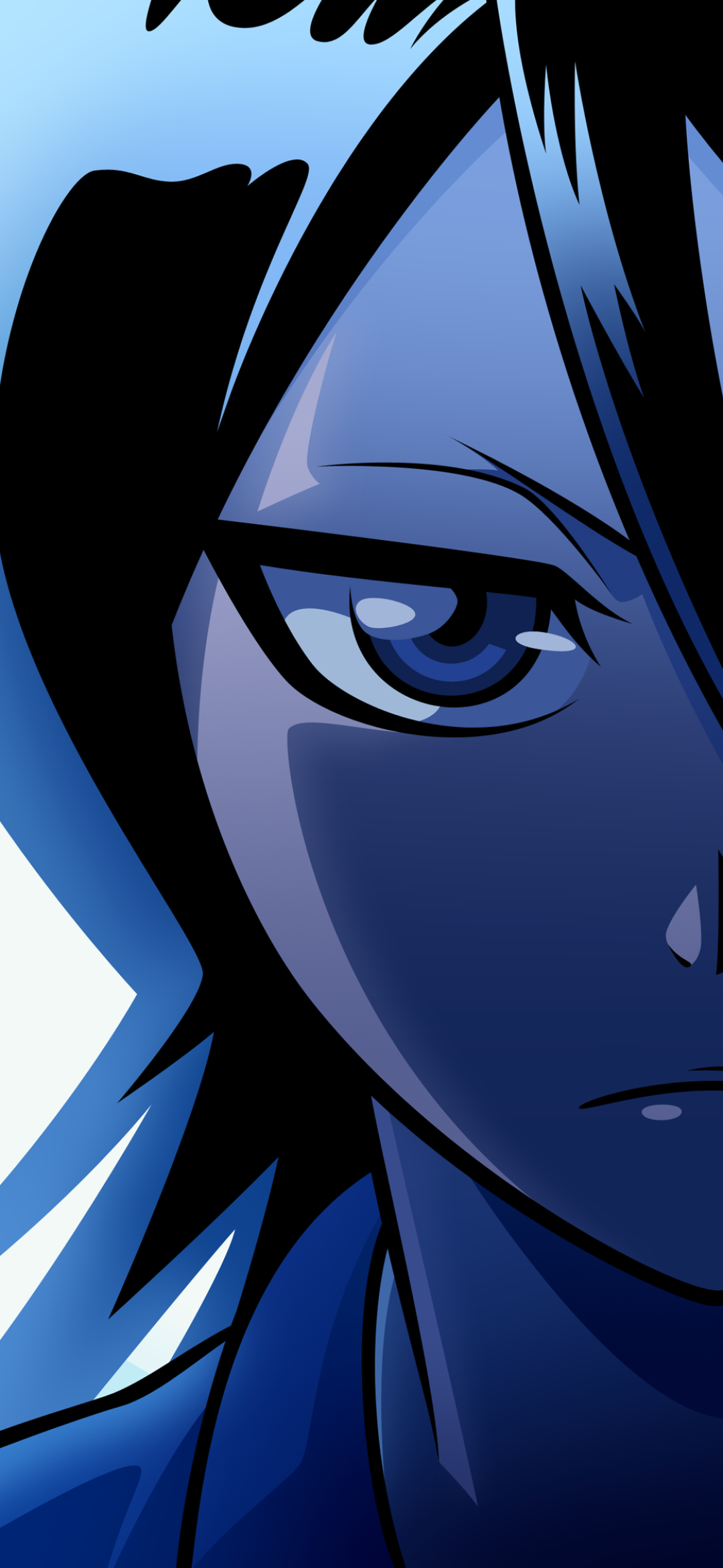 Close-up anime-style illustration of Rukia Kuchiki from Bleach, designed as a phone wallpaper compatible with iPhones and Android devices.
