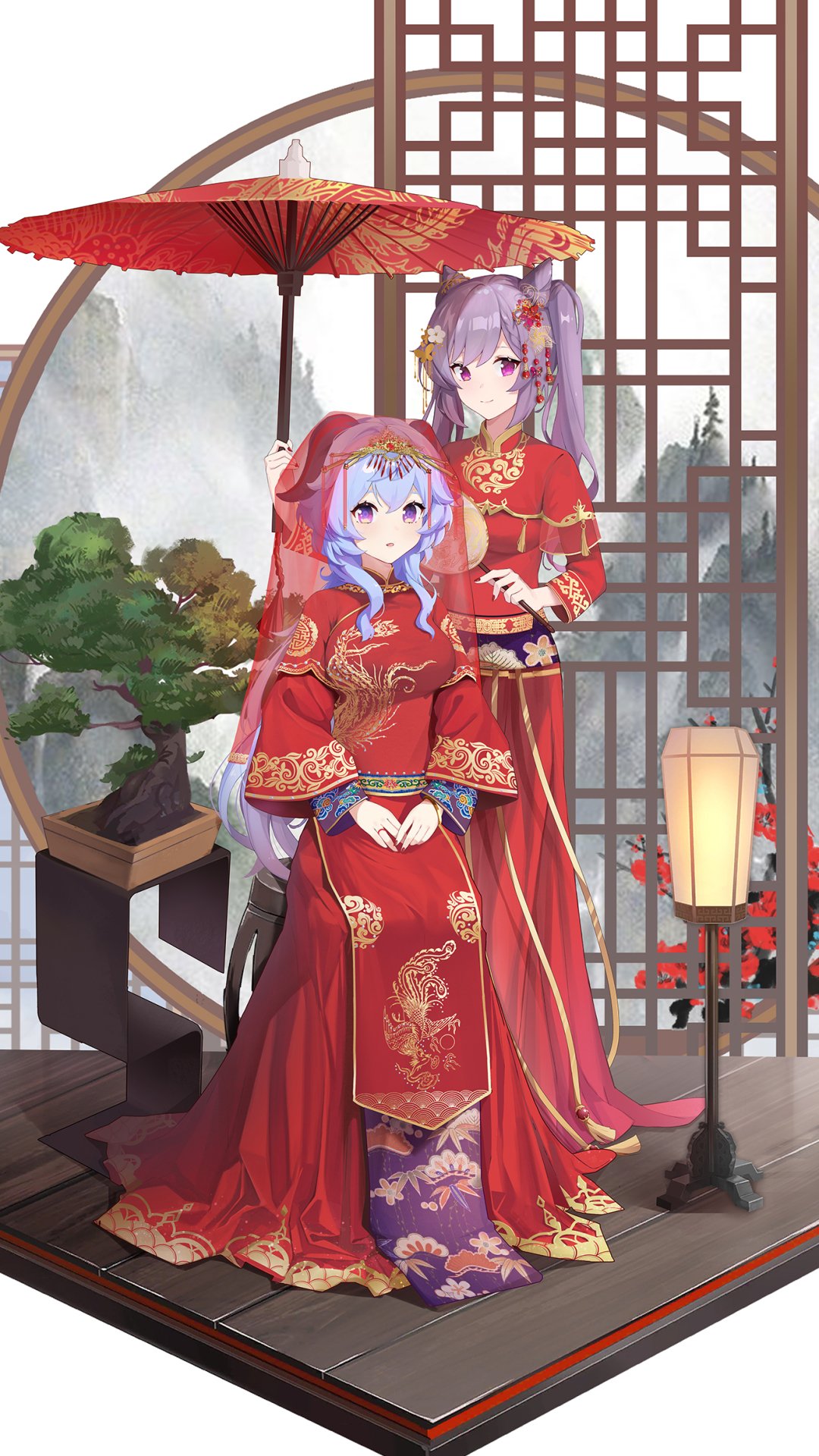 Download Keqing (Genshin Impact) Ganyu (Genshin Impact) Video Game Genshin Impact Phone Wallpaper