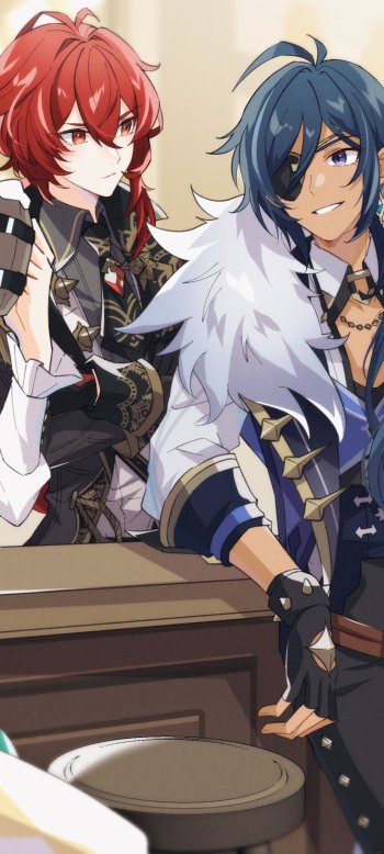 eye patch Kaeya (Genshin Impact) Diluc (Genshin Impact) video game Genshin Impact Phone Wallpaper