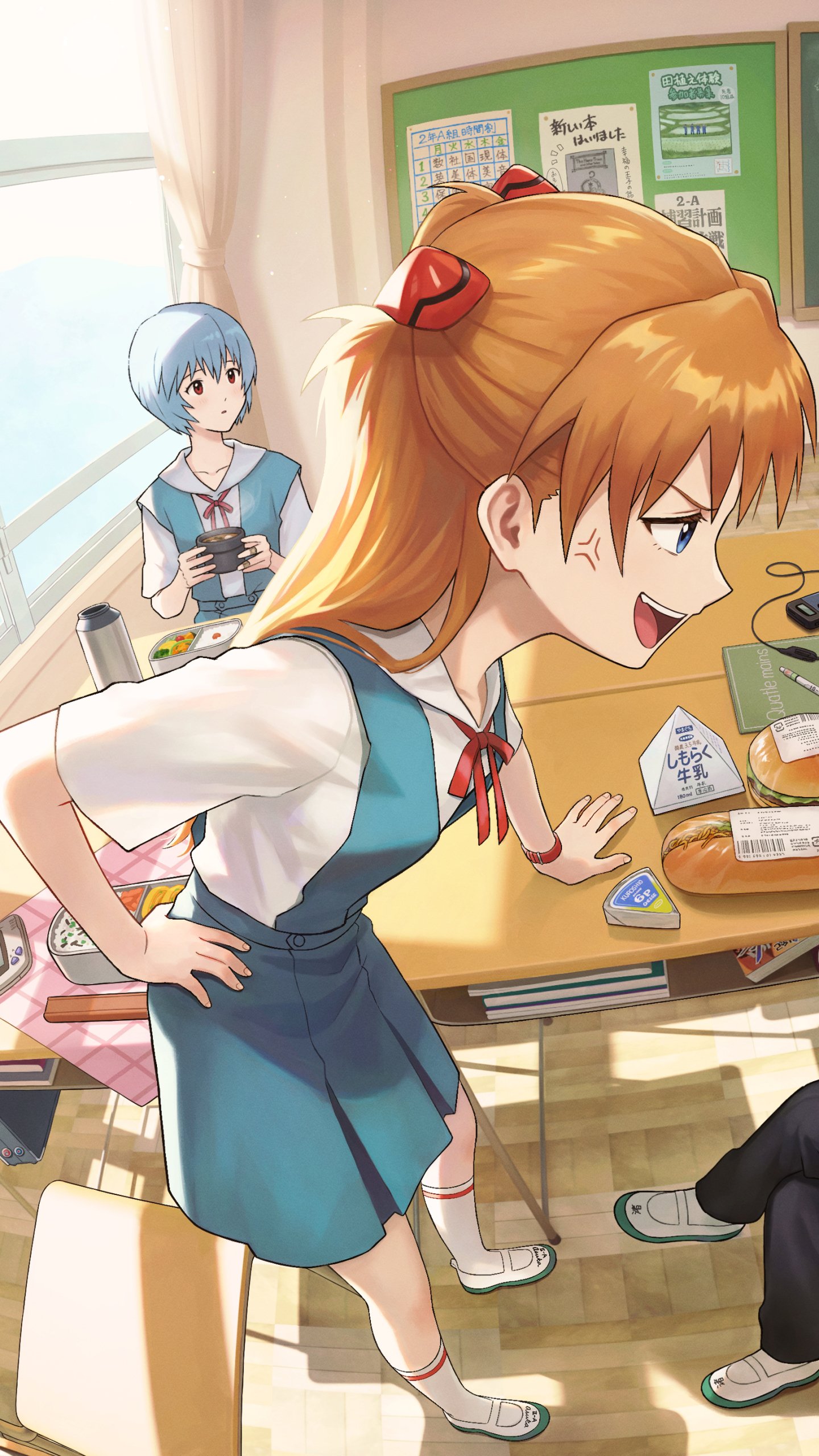 Download School Uniform Asuka Langley Sohryu Anime Neon Genesis Evangelion Phone Wallpaper