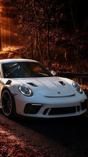 white car car Porsche Porsche 911 Porsche 911 GT3 vehicle Porsche 911 GT3 RS Phone Wallpaper