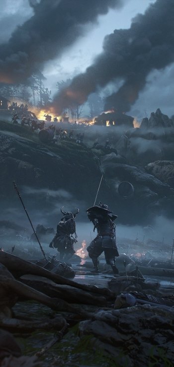 samurai battle video game Ghost of Tsushima Phone Wallpaper