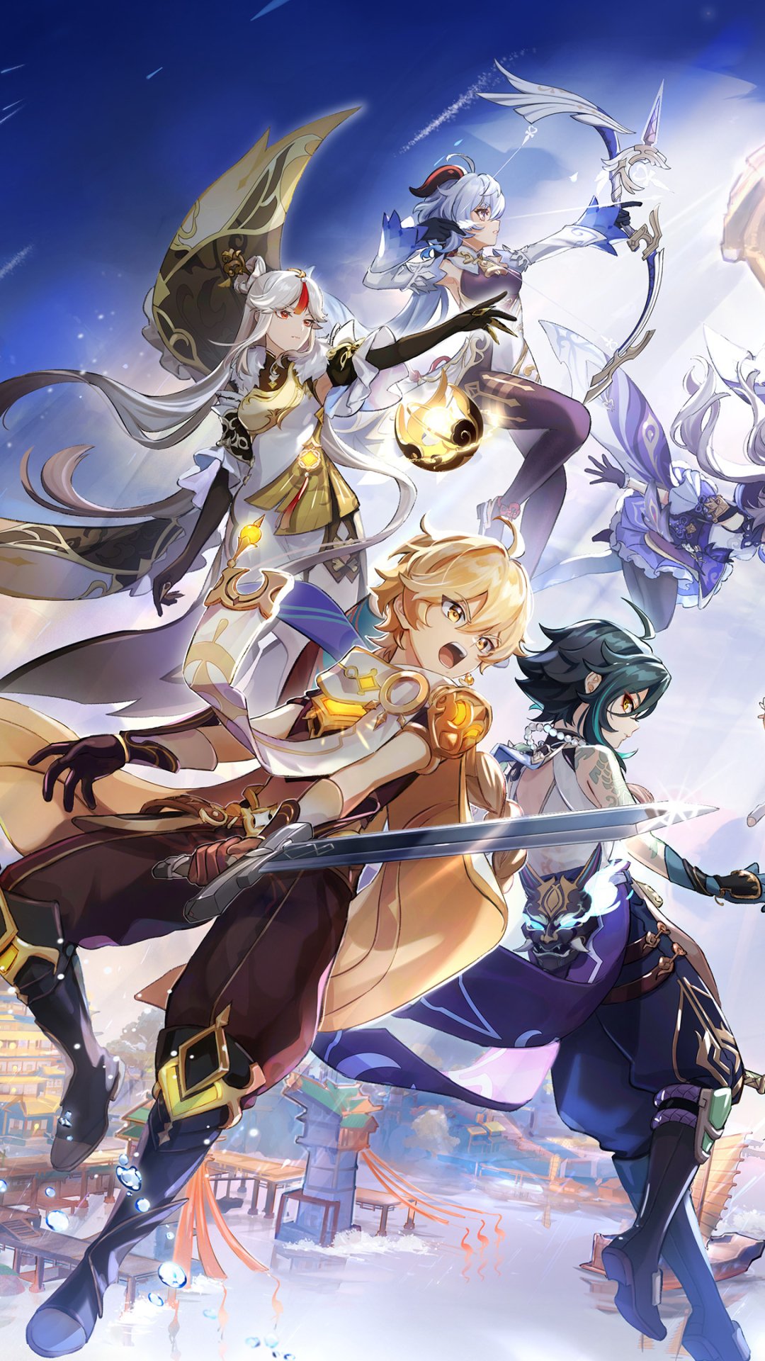 Download Xiao (Genshin Impact) Ningguang (Genshin Impact) Keqing (Genshin Impact) Ganyu (Genshin Impact) Aether (Genshin Impact) Video Game Genshin Impact Phone Wallpaper