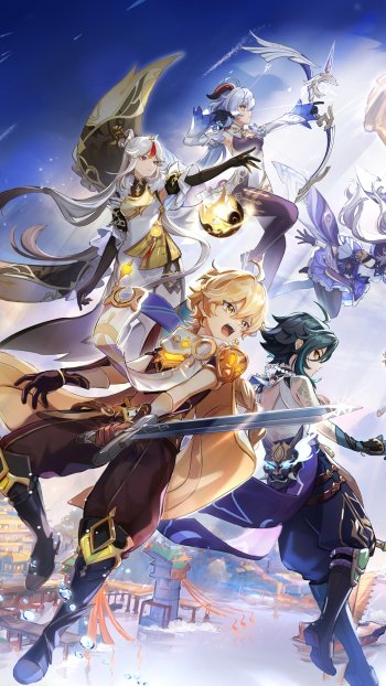 Xiao (Genshin Impact) Ningguang (Genshin Impact) Keqing (Genshin Impact) Ganyu (Genshin Impact) Aether (Genshin Impact) video game Genshin Impact Phone Wallpaper