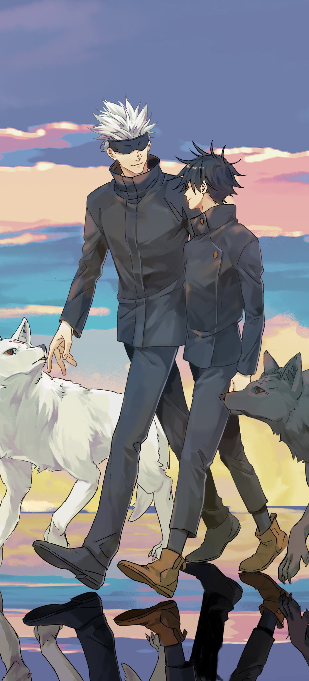 Download Satoru Gojo Megumi Fushiguro Anime Jujutsu Kaisen Phone Wallpaper