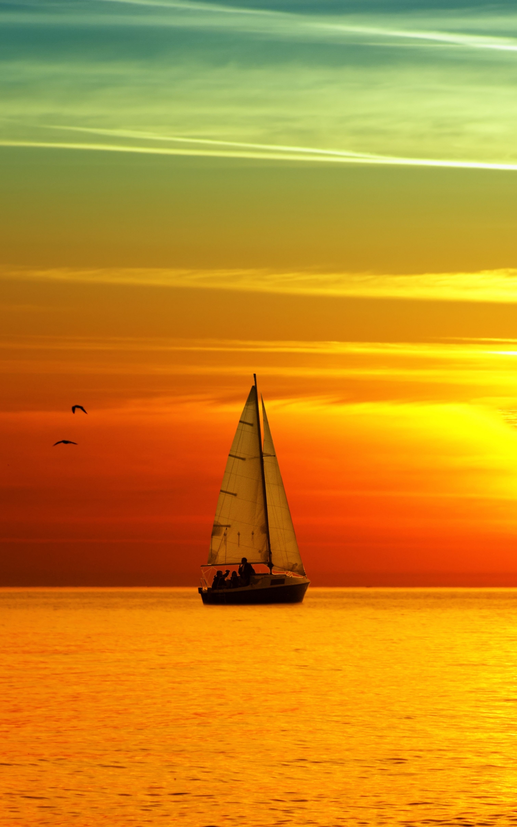 Sailing the Ocean at Sunset