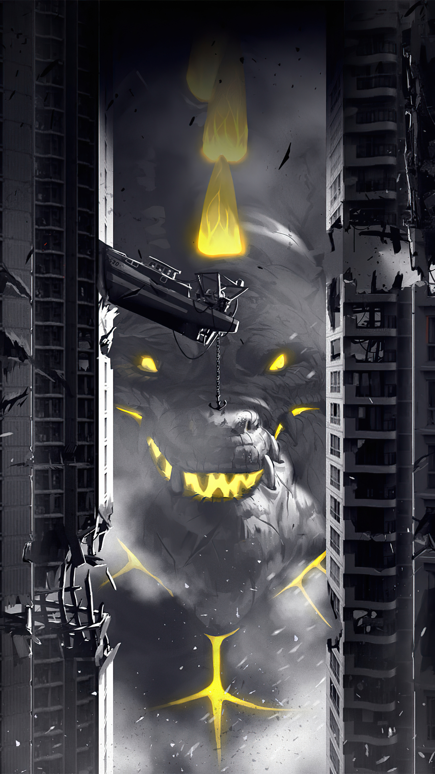 Fantasy Godzilla Phone Wallpaper by Paul Mafayon