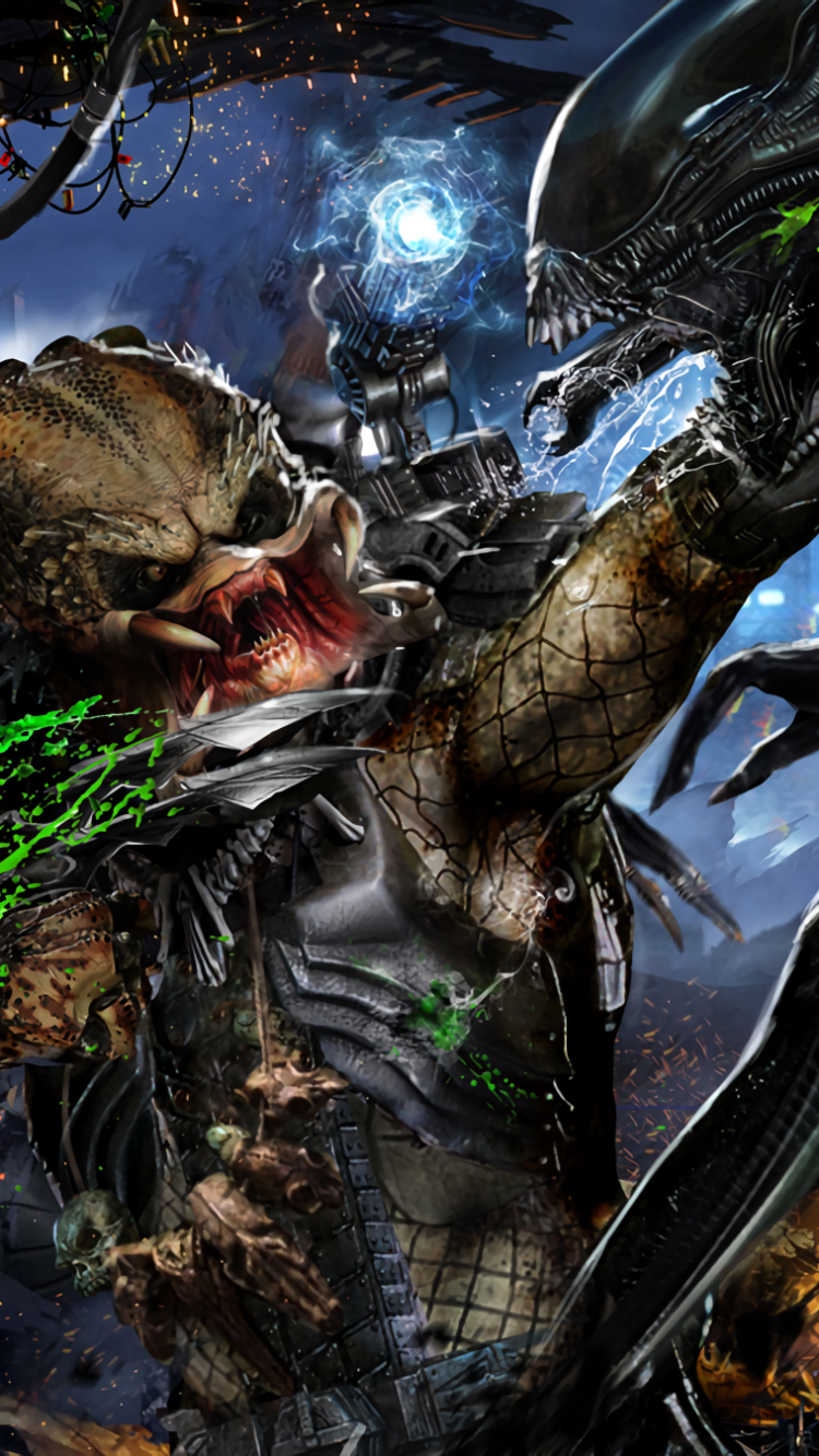 Alien vs Predator, art, lockscreen, HD phone wallpaper