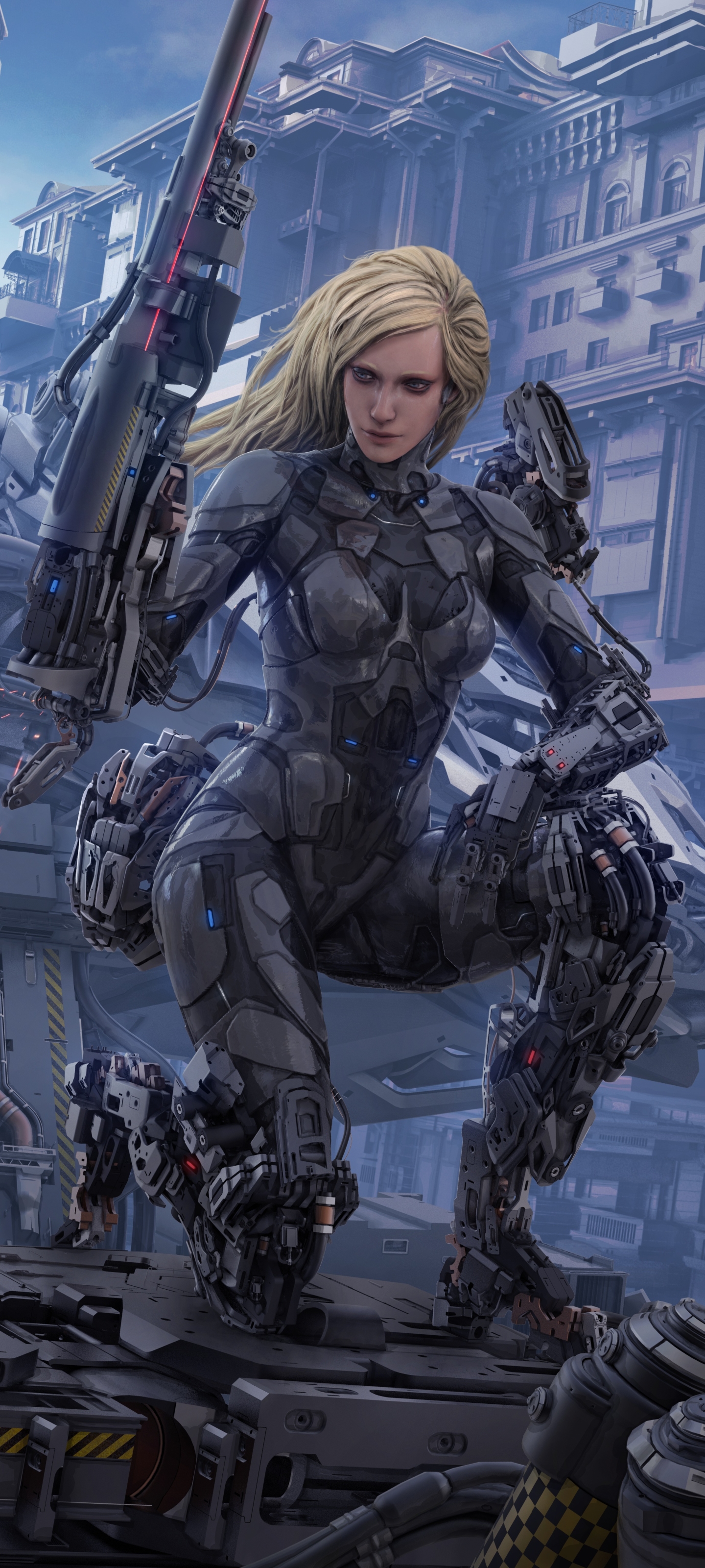 Sci Fi Cyborg Phone Wallpaper by tekkoontan