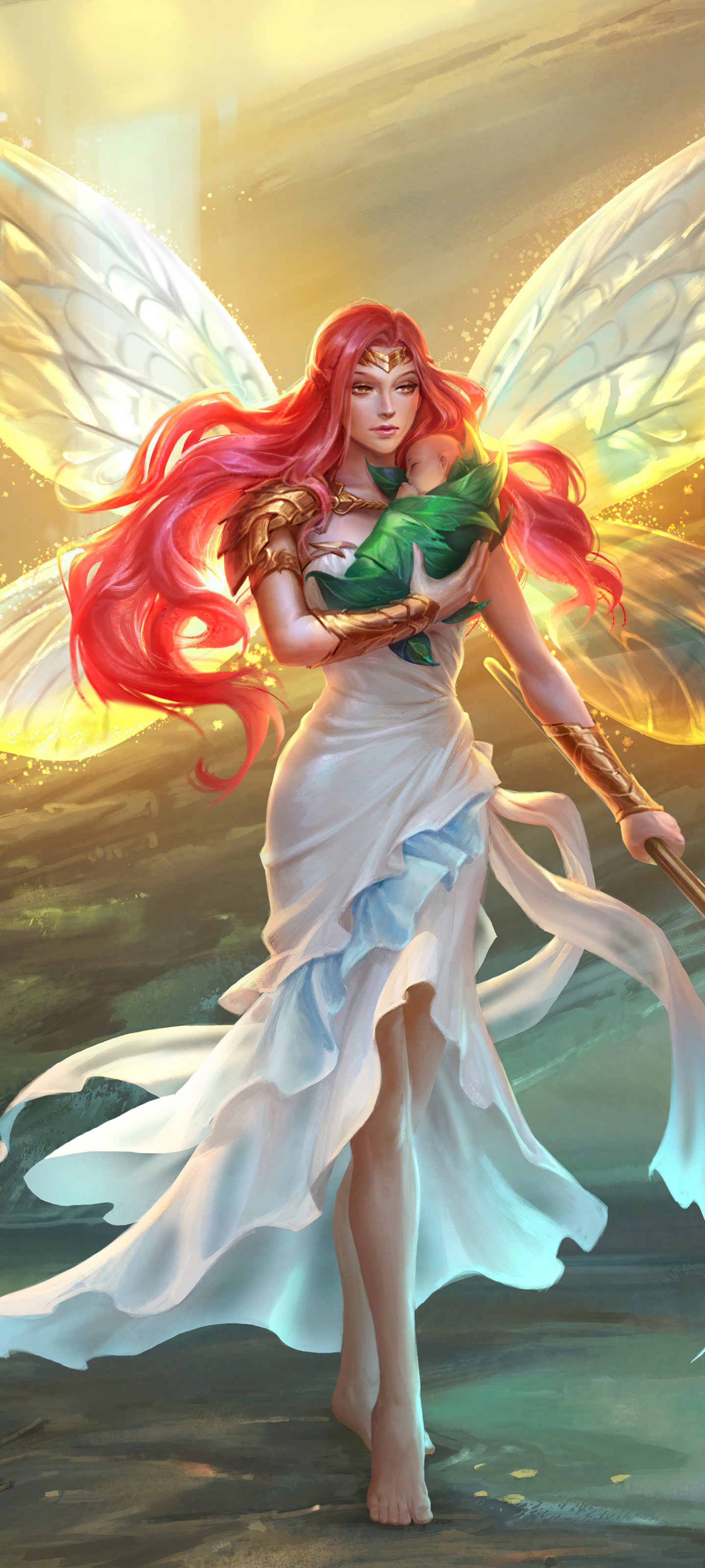 Download Pink Hair Long Hair Fantasy Fairy Phone Wallpaper