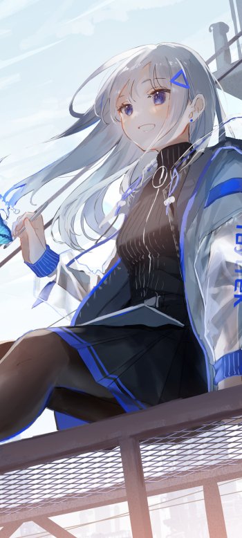 white hair Anime girl anime girl Phone Wallpaper