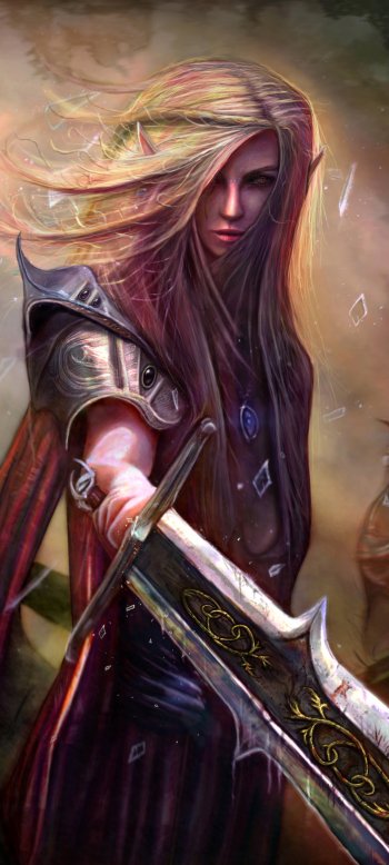 pointed ears elf blonde sword woman warrior fantasy Phone Wallpaper