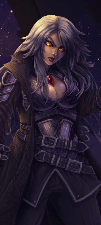 white hair yellow eyes woman warrior fantasy Phone Wallpaper