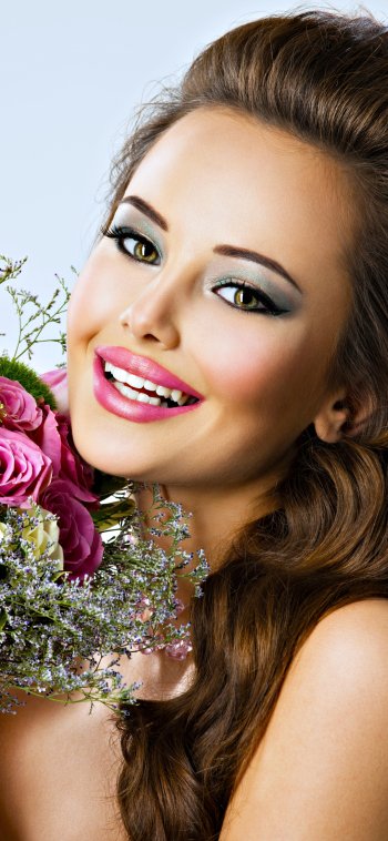lipstick smile woman model Phone Wallpaper