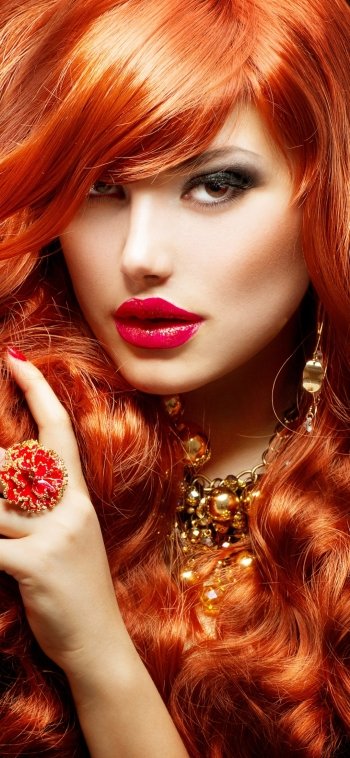 lipstick redhead woman model Phone Wallpaper