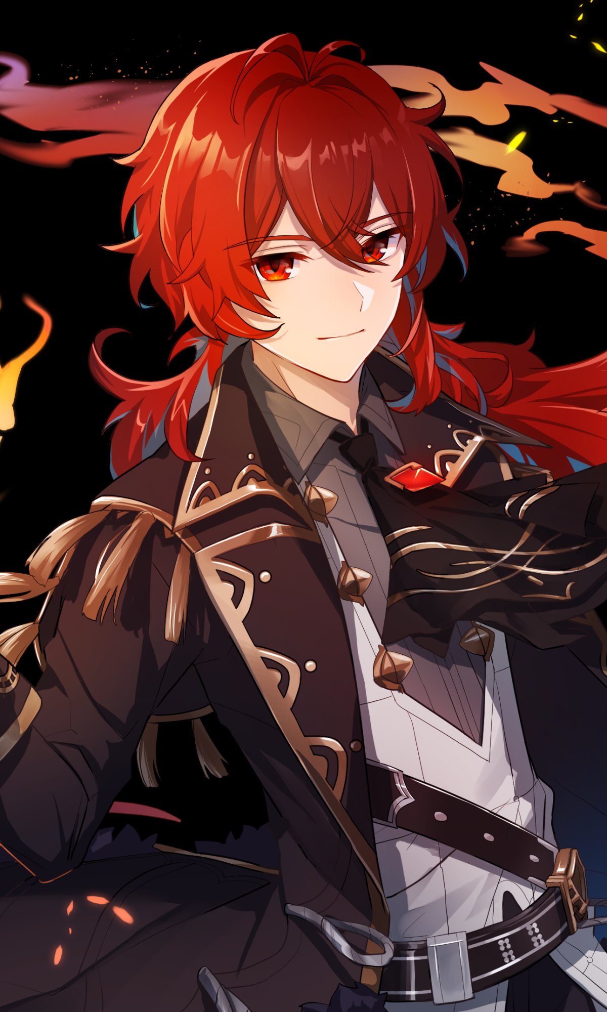 Download Diluc (Genshin Impact) Video Game Genshin Impact Phone Wallpaper