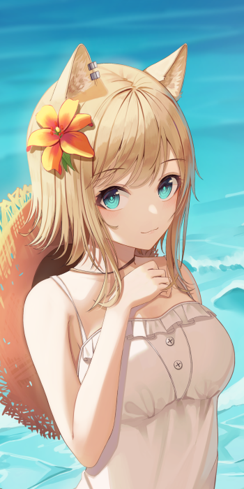 aqua eyes animal ears Anime girl anime girl Phone Wallpaper