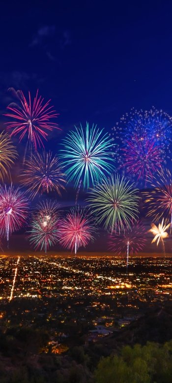 night city Los Angeles USA photography fireworks Phone Wallpaper