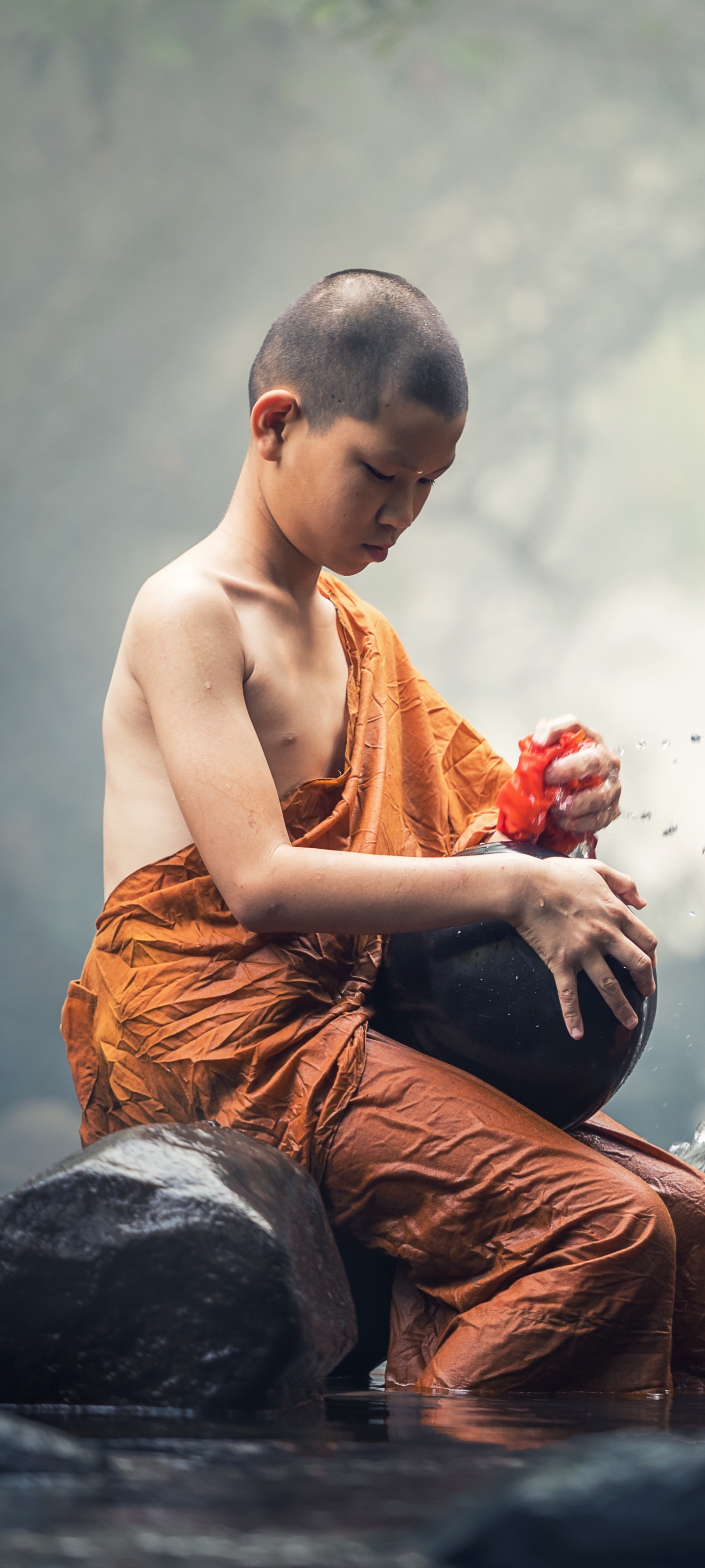 Tow Young Monks in Bangkok