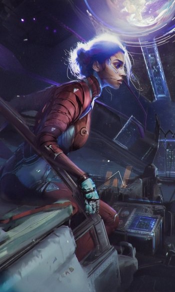 futuristic pilot Sci Fi woman Phone Wallpaper