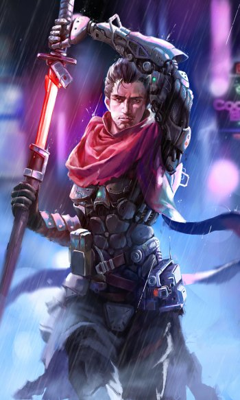 sword futuristic cyberpunk Sci Fi cyborg Phone Wallpaper