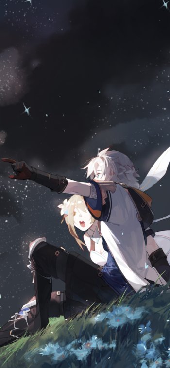 Lumine (Genshin Impact) Albedo (Genshin Impact) video game Genshin Impact Phone Wallpaper